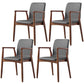 Contemporary Solid Back Kitchen Dining Arm Chair Solid Wood Dining Arm Chair Dark Gray 4 Piece Set Walnut Clearhalo ' kitchen&dining_furn' 'Dining Chairs' 'Dining Tables & Seating' 'dining_chair' 'furn' 'furn_dining_chair' 'Furniture' 'furniture_dining_chair' 'Kitchen & Dining Furniture' 'kitchen' 3484127