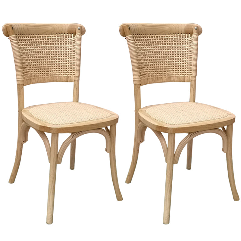 Solid Wood Country Style Dining Room Chair Matte Finish Cane Back Dining Chairs Light Wood 2 Piece Set Clearhalo ' kitchen&dining_furn' 'Dining Chairs' 'Dining Tables & Seating' 'dining_chair' 'furn' 'furn_dining_chair' 'Furniture' 'furniture_dining_chair' 'Kitchen & Dining Furniture' 'kitchen' 3484135