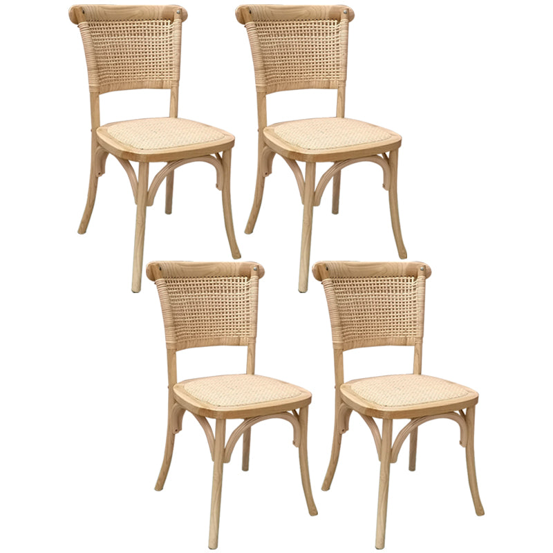 Solid Wood Country Style Dining Room Chair Matte Finish Cane Back Dining Chairs Light Wood 4 Piece Set Clearhalo ' kitchen&dining_furn' 'Dining Chairs' 'Dining Tables & Seating' 'dining_chair' 'furn' 'furn_dining_chair' 'Furniture' 'furniture_dining_chair' 'Kitchen & Dining Furniture' 'kitchen' 3484137