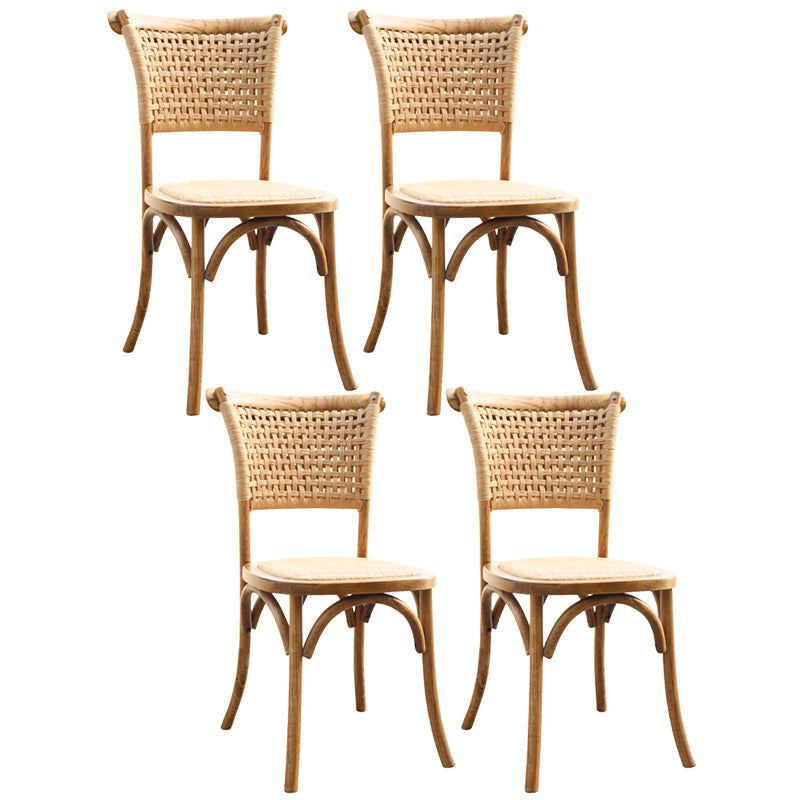 Solid Wood Country Style Dining Room Chair Matte Finish Cane Back Dining Chairs Distressed Wood 4 Piece Set Clearhalo ' kitchen&dining_furn' 'Dining Chairs' 'Dining Tables & Seating' 'dining_chair' 'furn' 'furn_dining_chair' 'Furniture' 'furniture_dining_chair' 'Kitchen & Dining Furniture' 'kitchen' 3484142