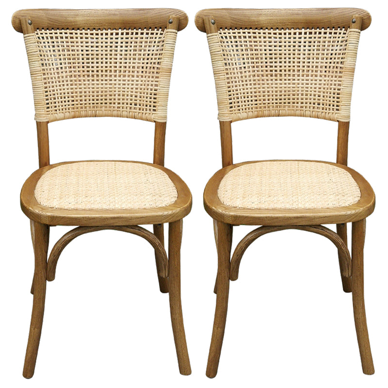 Solid Wood Country Style Dining Room Chair Matte Finish Cane Back Dining Chairs Natural 2 Piece Set Clearhalo ' kitchen&dining_furn' 'Dining Chairs' 'Dining Tables & Seating' 'dining_chair' 'furn' 'furn_dining_chair' 'Furniture' 'furniture_dining_chair' 'Kitchen & Dining Furniture' 'kitchen' 3484146