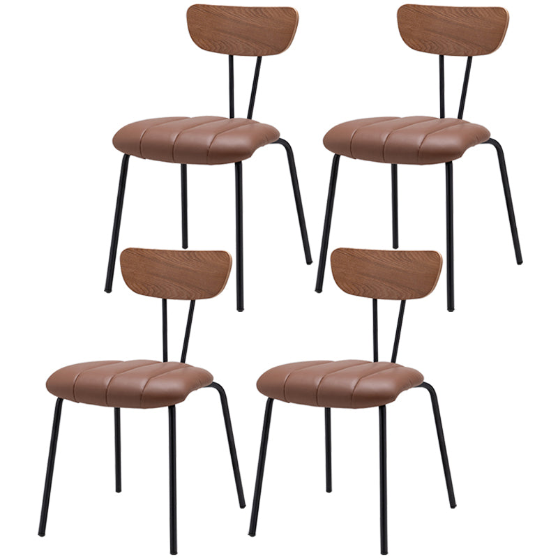 Nordic Style Solid Wood Dining Room Chair Open Back Dining Side Chair for Home Use Brown Brown 4 Piece Set Clearhalo ' kitchen&dining_furn' 'Dining Chairs' 'Dining Tables & Seating' 'dining_chair' 'furn' 'furn_dining_chair' 'Furniture' 'furniture_dining_chair' 'Kitchen & Dining Furniture' 'kitchen' 3484159