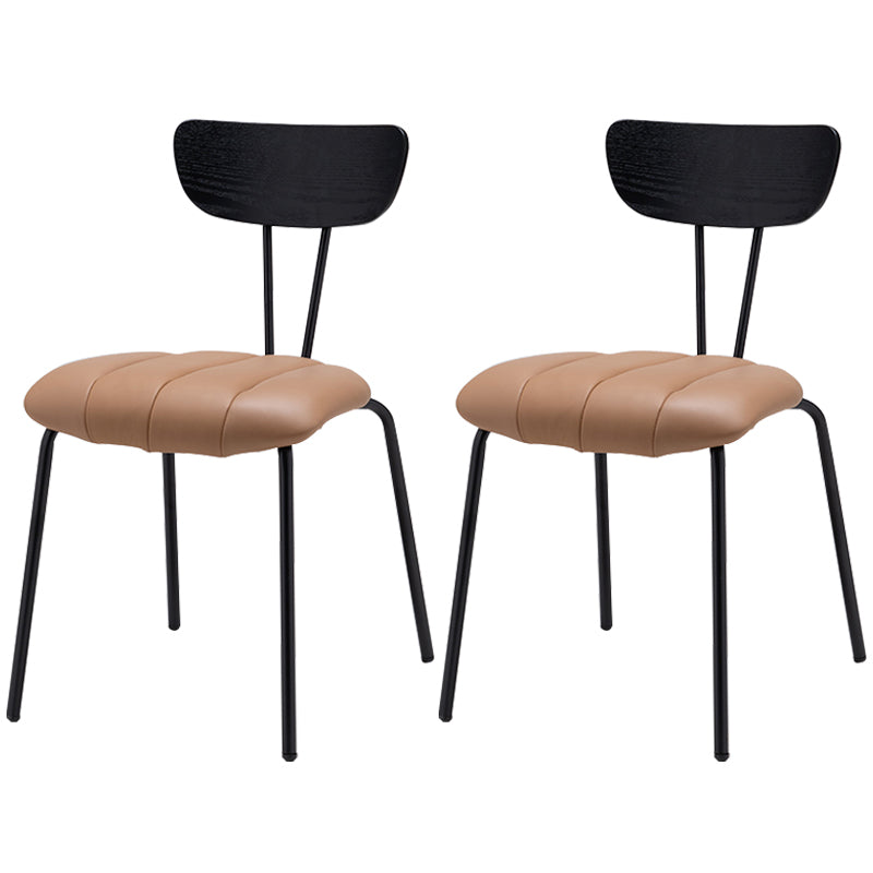Nordic Style Solid Wood Dining Room Chair Open Back Dining Side Chair for Home Use Light Brown Black 2 Piece Set Clearhalo ' kitchen&dining_furn' 'Dining Chairs' 'Dining Tables & Seating' 'dining_chair' 'furn' 'furn_dining_chair' 'Furniture' 'furniture_dining_chair' 'Kitchen & Dining Furniture' 'kitchen' 3484163