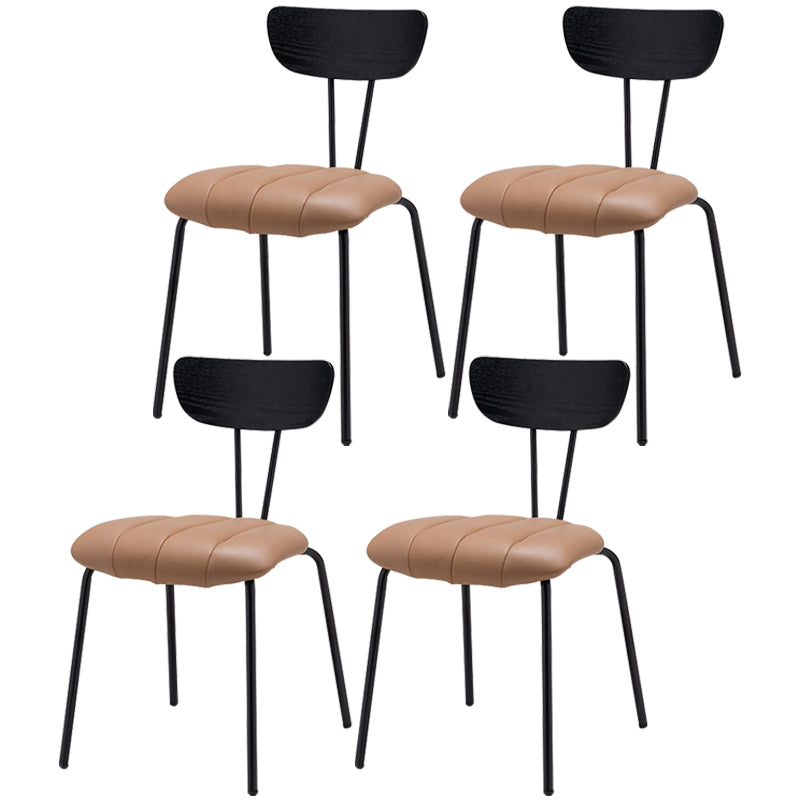Nordic Style Solid Wood Dining Room Chair Open Back Dining Side Chair for Home Use Light Brown Black 4 Piece Set Clearhalo ' kitchen&dining_furn' 'Dining Chairs' 'Dining Tables & Seating' 'dining_chair' 'furn' 'furn_dining_chair' 'Furniture' 'furniture_dining_chair' 'Kitchen & Dining Furniture' 'kitchen' 3484164