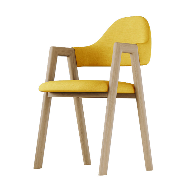 Nordic Fabric Dining Side Chair with Metal Base 33"H Open Back Dining Side Chair for Restaurant Yellow 1 Piece Clearhalo ' kitchen&dining_furn' 'Dining Chairs' 'Dining Tables & Seating' 'dining_chair' 'furn' 'furn_dining_chair' 'Furniture' 'furniture_dining_chair' 'Kitchen & Dining Furniture' 'kitchen' 3484202