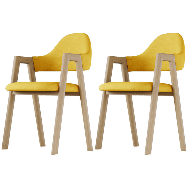 Nordic Fabric Dining Side Chair with Metal Base 33"H Open Back Dining Side Chair for Restaurant Yellow 2 Piece Set Clearhalo ' kitchen&dining_furn' 'Dining Chairs' 'Dining Tables & Seating' 'dining_chair' 'furn' 'furn_dining_chair' 'Furniture' 'furniture_dining_chair' 'Kitchen & Dining Furniture' 'kitchen' 3484203