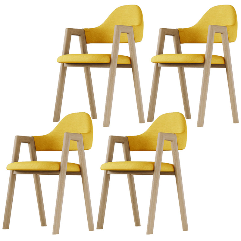 Nordic Fabric Dining Side Chair with Metal Base 33"H Open Back Dining Side Chair for Restaurant Yellow 4 Piece Set Clearhalo ' kitchen&dining_furn' 'Dining Chairs' 'Dining Tables & Seating' 'dining_chair' 'furn' 'furn_dining_chair' 'Furniture' 'furniture_dining_chair' 'Kitchen & Dining Furniture' 'kitchen' 3484204