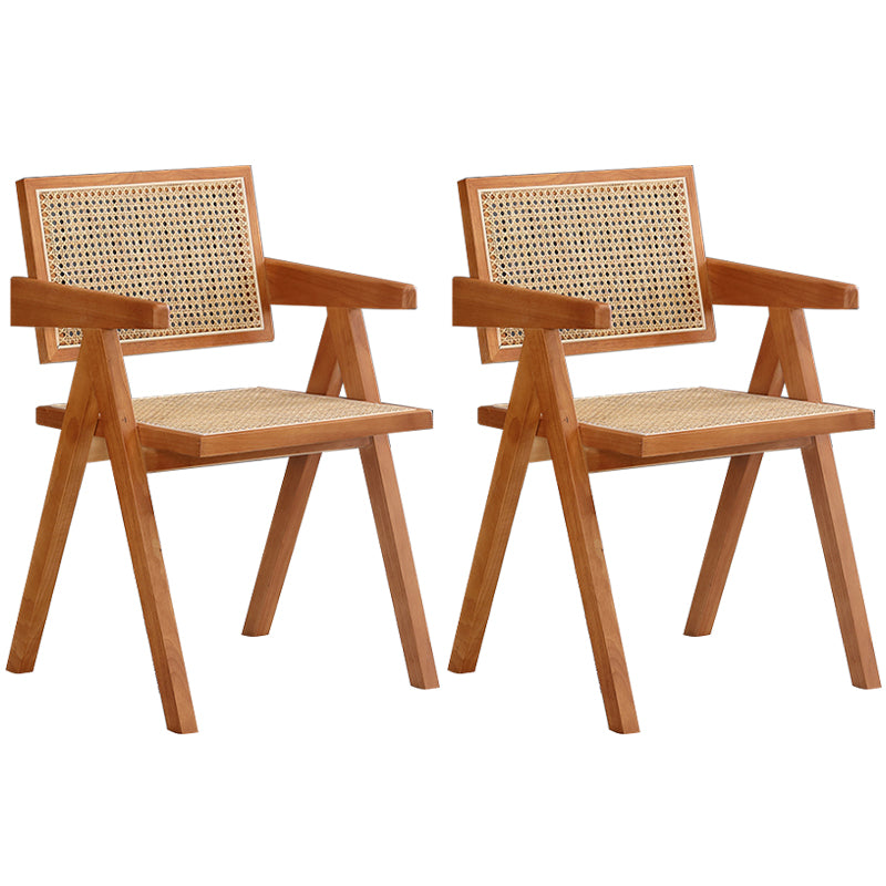 Modern Kitchen Opening Back Dining Arm Chair Solid Wood Dining Arm Chair Light Brown 2 Piece Set Clearhalo ' kitchen&dining_furn' 'Dining Chairs' 'Dining Tables & Seating' 'dining_chair' 'furn' 'furn_dining_chair' 'Furniture' 'furniture_dining_chair' 'Kitchen & Dining Furniture' 'kitchen' 3484244