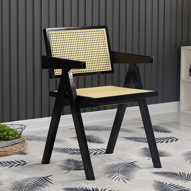 Modern Kitchen Opening Back Dining Arm Chair Solid Wood Dining Arm Chair Black 1 Piece Clearhalo ' kitchen&dining_furn' 'Dining Chairs' 'Dining Tables & Seating' 'dining_chair' 'furn' 'furn_dining_chair' 'Furniture' 'furniture_dining_chair' 'Kitchen & Dining Furniture' 'kitchen' 3484247