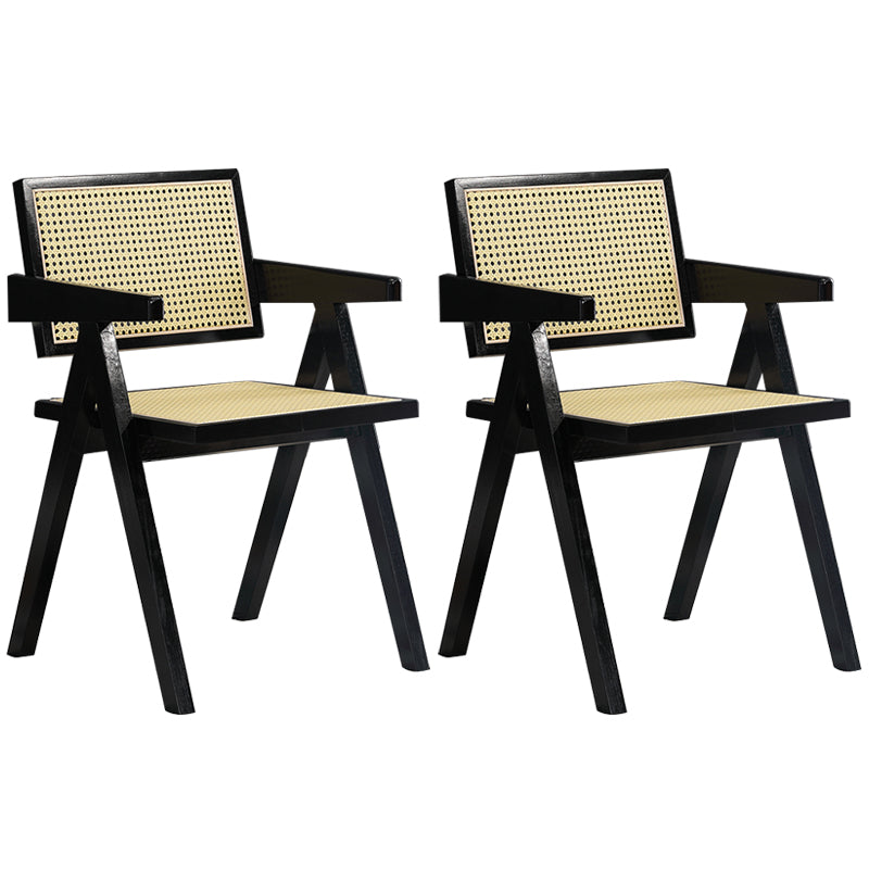 Modern Kitchen Opening Back Dining Arm Chair Solid Wood Dining Arm Chair Black 2 Piece Set Clearhalo ' kitchen&dining_furn' 'Dining Chairs' 'Dining Tables & Seating' 'dining_chair' 'furn' 'furn_dining_chair' 'Furniture' 'furniture_dining_chair' 'Kitchen & Dining Furniture' 'kitchen' 3484249