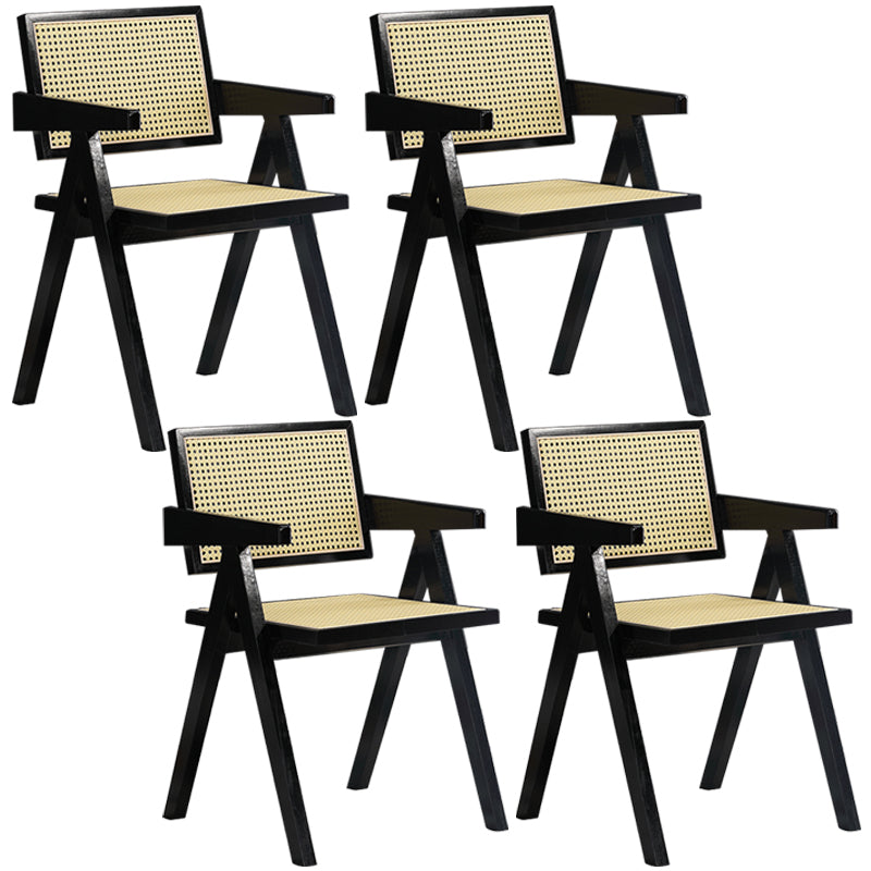 Modern Kitchen Opening Back Dining Arm Chair Solid Wood Dining Arm Chair Black 4 Piece Set Clearhalo ' kitchen&dining_furn' 'Dining Chairs' 'Dining Tables & Seating' 'dining_chair' 'furn' 'furn_dining_chair' 'Furniture' 'furniture_dining_chair' 'Kitchen & Dining Furniture' 'kitchen' 3484251