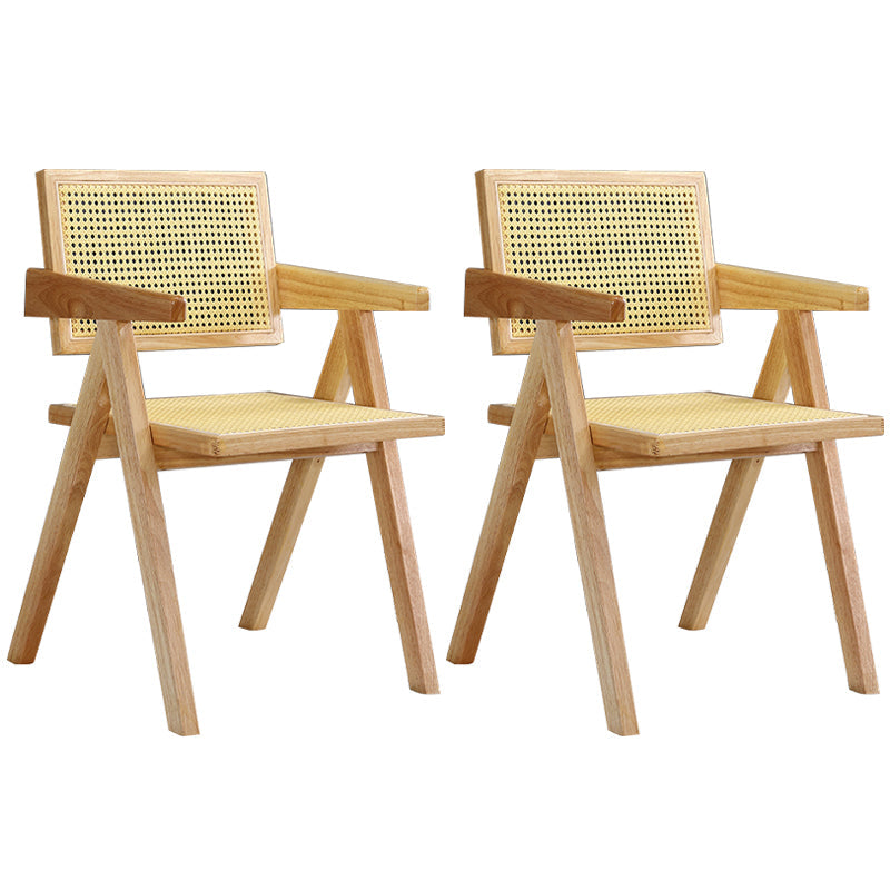 Modern Kitchen Opening Back Dining Arm Chair Solid Wood Dining Arm Chair Natural 2 Piece Set Clearhalo ' kitchen&dining_furn' 'Dining Chairs' 'Dining Tables & Seating' 'dining_chair' 'furn' 'furn_dining_chair' 'Furniture' 'furniture_dining_chair' 'Kitchen & Dining Furniture' 'kitchen' 3484262
