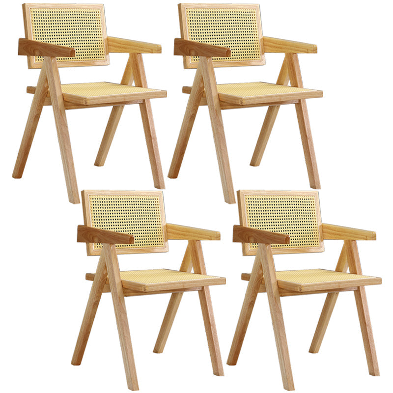 Modern Kitchen Opening Back Dining Arm Chair Solid Wood Dining Arm Chair Natural 4 Piece Set Clearhalo ' kitchen&dining_furn' 'Dining Chairs' 'Dining Tables & Seating' 'dining_chair' 'furn' 'furn_dining_chair' 'Furniture' 'furniture_dining_chair' 'Kitchen & Dining Furniture' 'kitchen' 3484263