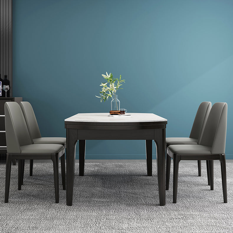 Modern Leather Armless Dining Chairs Solid Back Side Chair with Wood Legs Clearhalo ' kitchen&dining_furn' 'Dining Chairs' 'Dining Tables & Seating' 'dining_chair' 'furn' 'furn_dining_chair' 'Furniture' 'furniture_dining_chair' 'Kitchen & Dining Furniture' 'kitchen' 3484331