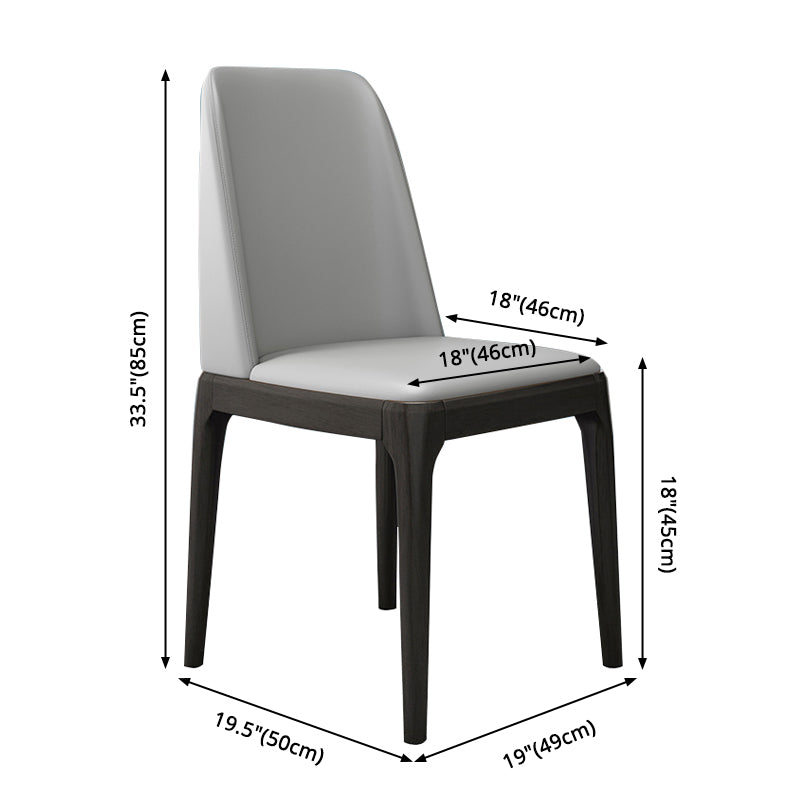 Modern Leather Armless Dining Chairs Solid Back Side Chair with Wood Legs Clearhalo ' kitchen&dining_furn' 'Dining Chairs' 'Dining Tables & Seating' 'dining_chair' 'furn' 'furn_dining_chair' 'Furniture' 'furniture_dining_chair' 'Kitchen & Dining Furniture' 'kitchen' 3484333