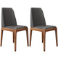 Modern Leather Armless Dining Chairs Solid Back Side Chair with Wood Legs Dark Gray 2 Piece Set Walnut Clearhalo ' kitchen&dining_furn' 'Dining Chairs' 'Dining Tables & Seating' 'dining_chair' 'furn' 'furn_dining_chair' 'Furniture' 'furniture_dining_chair' 'Kitchen & Dining Furniture' 'kitchen' 3484334