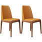 Modern Leather Armless Dining Chairs Solid Back Side Chair with Wood Legs Orange 2 Piece Set Walnut Clearhalo ' kitchen&dining_furn' 'Dining Chairs' 'Dining Tables & Seating' 'dining_chair' 'furn' 'furn_dining_chair' 'Furniture' 'furniture_dining_chair' 'Kitchen & Dining Furniture' 'kitchen' 3484339