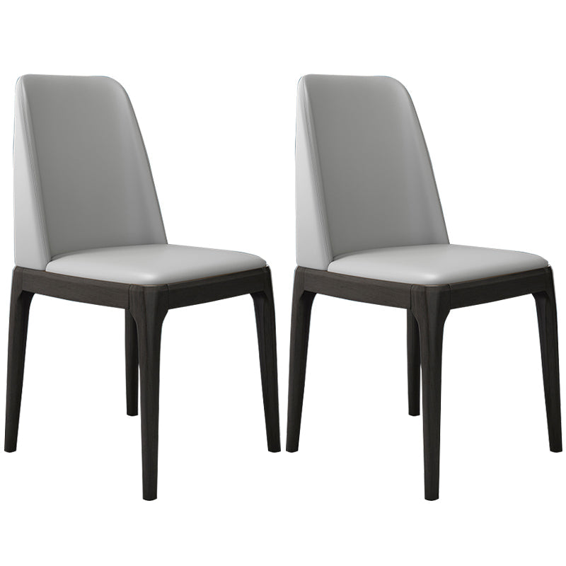 Modern Leather Armless Dining Chairs Solid Back Side Chair with Wood Legs Light Gray 2 Piece Set Black Clearhalo ' kitchen&dining_furn' 'Dining Chairs' 'Dining Tables & Seating' 'dining_chair' 'furn' 'furn_dining_chair' 'Furniture' 'furniture_dining_chair' 'Kitchen & Dining Furniture' 'kitchen' 3484346