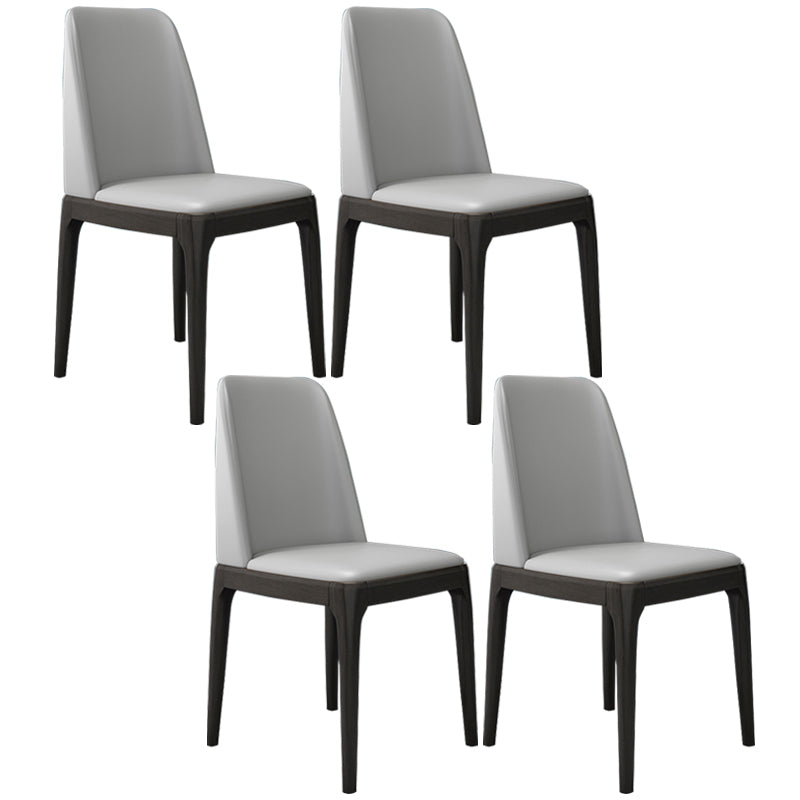 Modern Leather Armless Dining Chairs Solid Back Side Chair with Wood Legs Light Gray 4 Piece Set Black Clearhalo ' kitchen&dining_furn' 'Dining Chairs' 'Dining Tables & Seating' 'dining_chair' 'furn' 'furn_dining_chair' 'Furniture' 'furniture_dining_chair' 'Kitchen & Dining Furniture' 'kitchen' 3484347