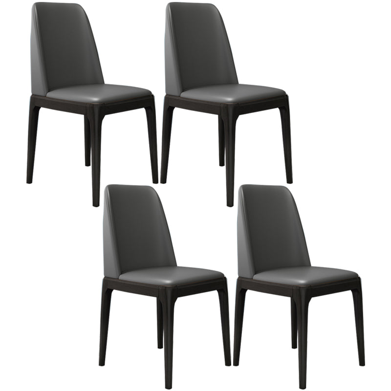 Modern Leather Armless Dining Chairs Solid Back Side Chair with Wood Legs Dark Gray 4 Piece Set Black Clearhalo ' kitchen&dining_furn' 'Dining Chairs' 'Dining Tables & Seating' 'dining_chair' 'furn' 'furn_dining_chair' 'Furniture' 'furniture_dining_chair' 'Kitchen & Dining Furniture' 'kitchen' 3484349