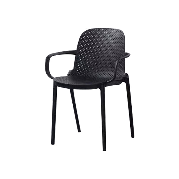 Modern Plastic Dining Armchair Chair Stackable Solid Back Dining Side Chair for Kitchen Black 1 Piece Clearhalo ' kitchen&dining_furn' 'Dining Chairs' 'Dining Tables & Seating' 'dining_chair' 'furn' 'furn_dining_chair' 'Furniture' 'furniture_dining_chair' 'Kitchen & Dining Furniture' 'kitchen' 3484379