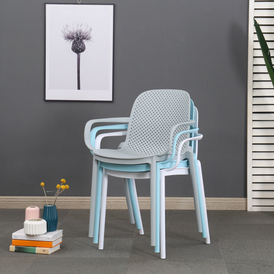 Modern Plastic Dining Armchair Chair Stackable Solid Back Dining Side Chair for Kitchen Clearhalo ' kitchen&dining_furn' 'Dining Chairs' 'Dining Tables & Seating' 'dining_chair' 'furn' 'furn_dining_chair' 'Furniture' 'furniture_dining_chair' 'Kitchen & Dining Furniture' 'kitchen' 3484381