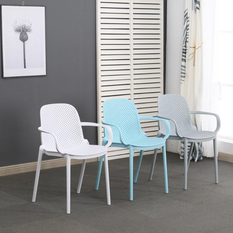 Modern Plastic Dining Armchair Chair Stackable Solid Back Dining Side Chair for Kitchen Clearhalo ' kitchen&dining_furn' 'Dining Chairs' 'Dining Tables & Seating' 'dining_chair' 'furn' 'furn_dining_chair' 'Furniture' 'furniture_dining_chair' 'Kitchen & Dining Furniture' 'kitchen' 3484384