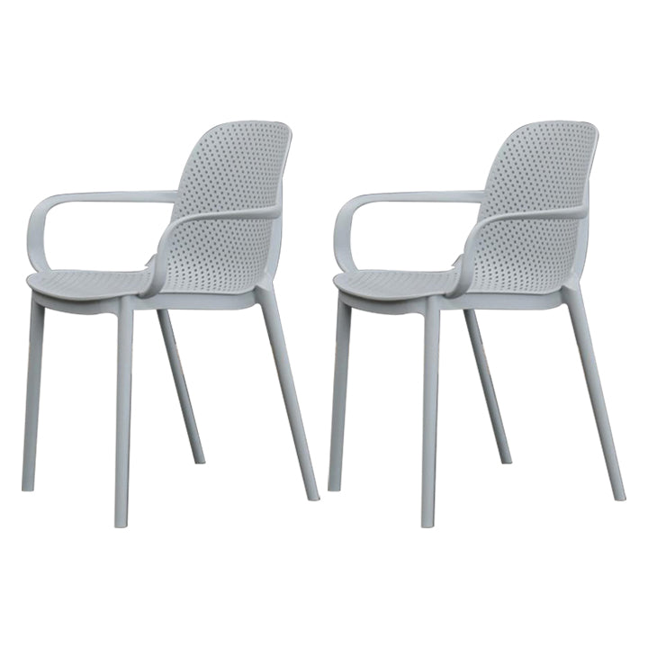 Modern Plastic Dining Armchair Chair Stackable Solid Back Dining Side Chair for Kitchen Grey 2 Piece Set Clearhalo ' kitchen&dining_furn' 'Dining Chairs' 'Dining Tables & Seating' 'dining_chair' 'furn' 'furn_dining_chair' 'Furniture' 'furniture_dining_chair' 'Kitchen & Dining Furniture' 'kitchen' 3484387