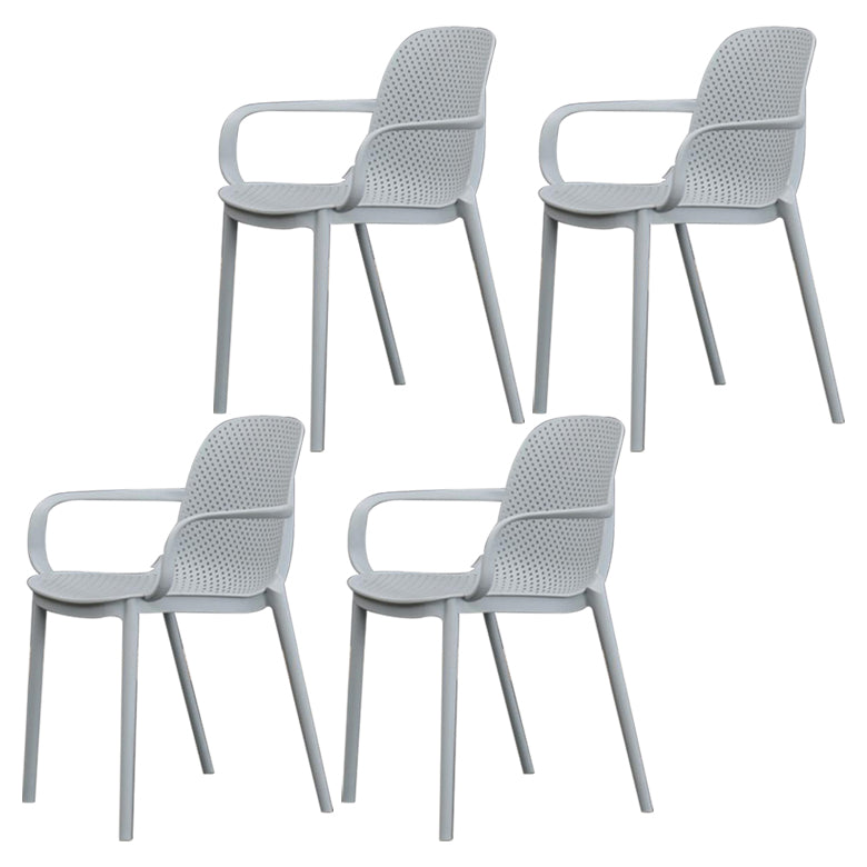 Modern Plastic Dining Armchair Chair Stackable Solid Back Dining Side Chair for Kitchen Grey 4 Piece Set Clearhalo ' kitchen&dining_furn' 'Dining Chairs' 'Dining Tables & Seating' 'dining_chair' 'furn' 'furn_dining_chair' 'Furniture' 'furniture_dining_chair' 'Kitchen & Dining Furniture' 'kitchen' 3484388