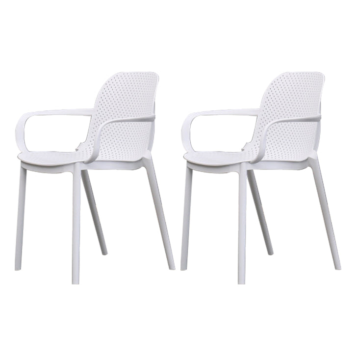 Modern Plastic Dining Armchair Chair Stackable Solid Back Dining Side Chair for Kitchen White 2 Piece Set Clearhalo ' kitchen&dining_furn' 'Dining Chairs' 'Dining Tables & Seating' 'dining_chair' 'furn' 'furn_dining_chair' 'Furniture' 'furniture_dining_chair' 'Kitchen & Dining Furniture' 'kitchen' 3484392