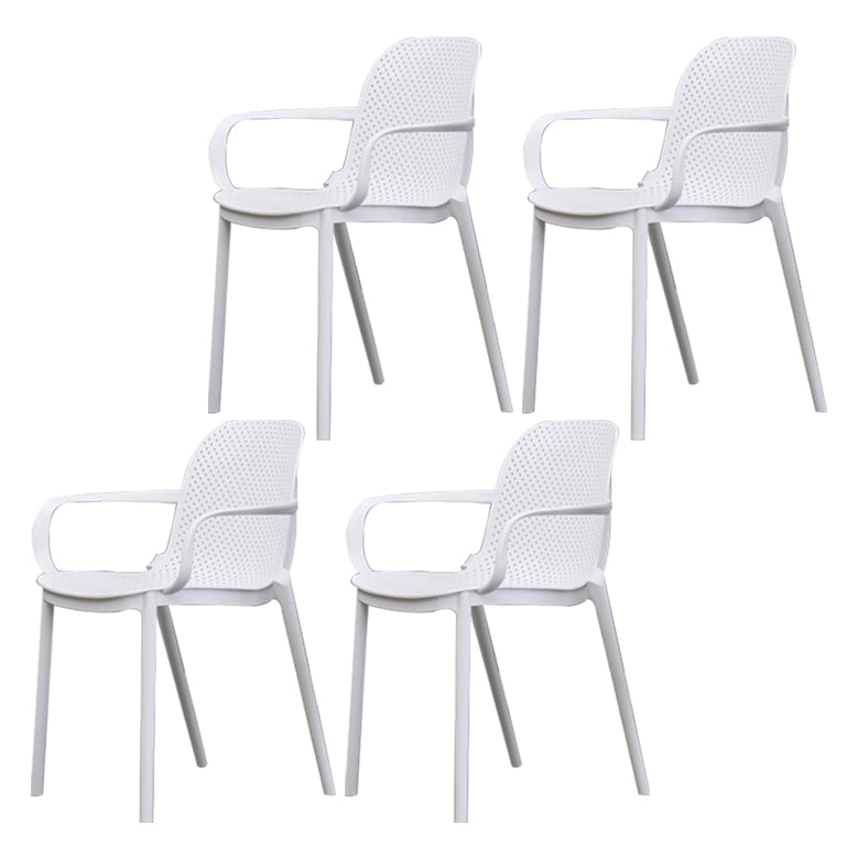 Modern Plastic Dining Armchair Chair Stackable Solid Back Dining Side Chair for Kitchen White 4 Piece Set Clearhalo ' kitchen&dining_furn' 'Dining Chairs' 'Dining Tables & Seating' 'dining_chair' 'furn' 'furn_dining_chair' 'Furniture' 'furniture_dining_chair' 'Kitchen & Dining Furniture' 'kitchen' 3484394