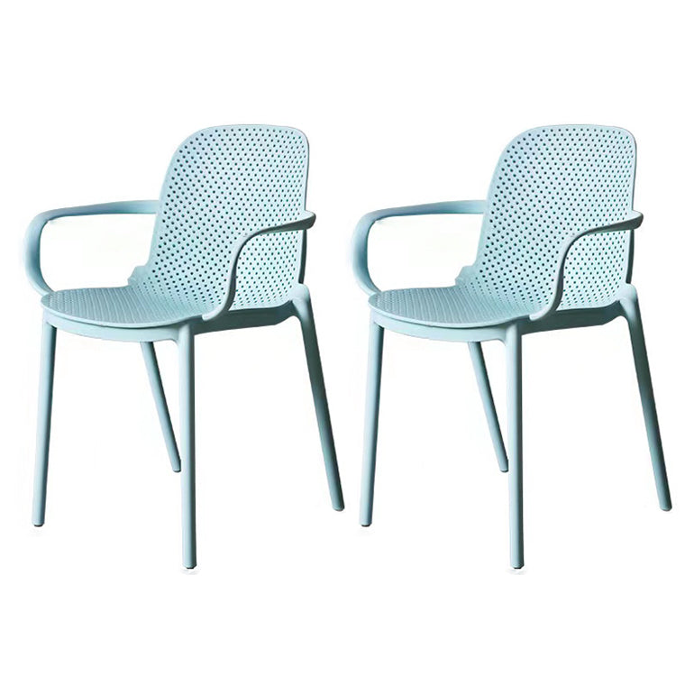 Modern Plastic Dining Armchair Chair Stackable Solid Back Dining Side Chair for Kitchen Blue 2 Piece Set Clearhalo ' kitchen&dining_furn' 'Dining Chairs' 'Dining Tables & Seating' 'dining_chair' 'furn' 'furn_dining_chair' 'Furniture' 'furniture_dining_chair' 'Kitchen & Dining Furniture' 'kitchen' 3484396
