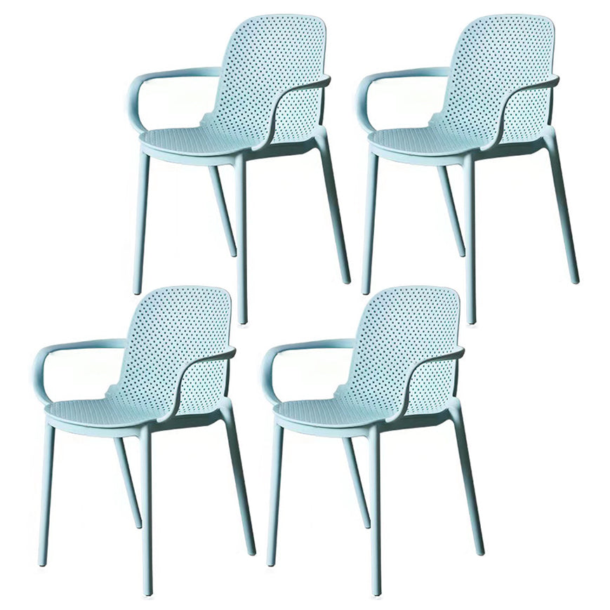 Modern Plastic Dining Armchair Chair Stackable Solid Back Dining Side Chair for Kitchen Blue 4 Piece Set Clearhalo ' kitchen&dining_furn' 'Dining Chairs' 'Dining Tables & Seating' 'dining_chair' 'furn' 'furn_dining_chair' 'Furniture' 'furniture_dining_chair' 'Kitchen & Dining Furniture' 'kitchen' 3484397