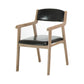 Contemporary Dining Chair 18'' Wide Open Arm Chair with 4 Wood Legs for Home Use Black Faux Leather 1 Piece Clearhalo ' kitchen&dining_furn' 'Dining Chairs' 'Dining Tables & Seating' 'dining_chair' 'furn' 'furn_dining_chair' 'Furniture' 'furniture_dining_chair' 'Kitchen & Dining Furniture' 'kitchen' 3484399