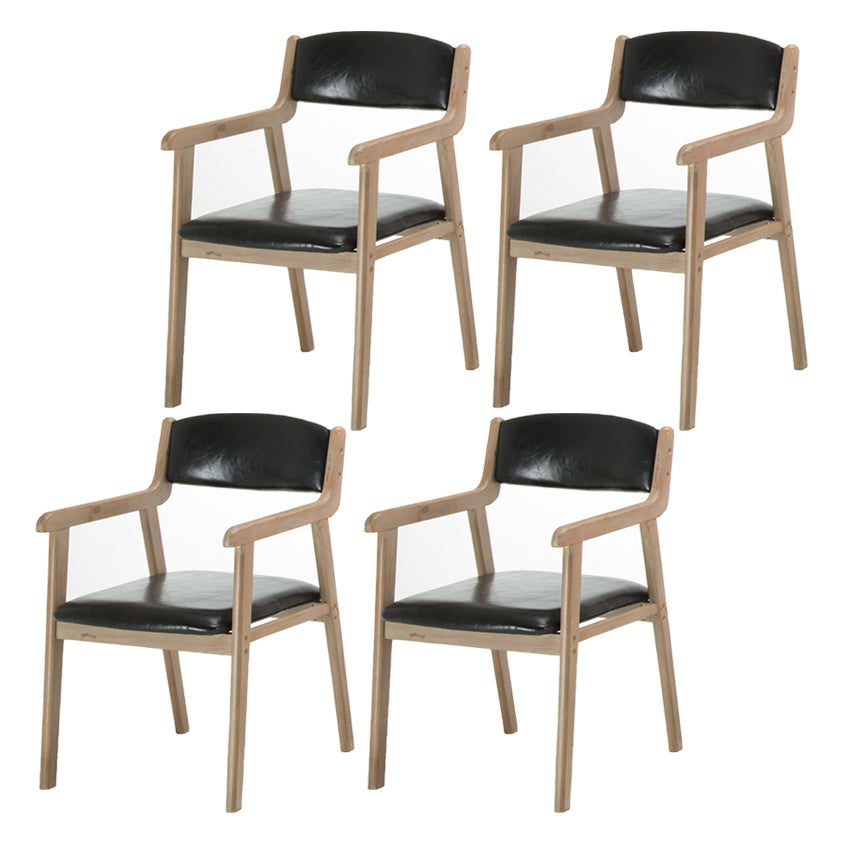 Contemporary Dining Chair 18'' Wide Open Arm Chair with 4 Wood Legs for Home Use Black Faux Leather 4 Piece Set Clearhalo ' kitchen&dining_furn' 'Dining Chairs' 'Dining Tables & Seating' 'dining_chair' 'furn' 'furn_dining_chair' 'Furniture' 'furniture_dining_chair' 'Kitchen & Dining Furniture' 'kitchen' 3484403