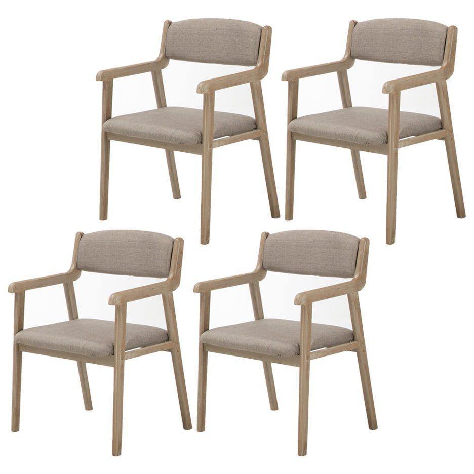 Contemporary Dining Chair 18'' Wide Open Arm Chair with 4 Wood Legs for Home Use Grey Linen 4 Piece Set Clearhalo ' kitchen&dining_furn' 'Dining Chairs' 'Dining Tables & Seating' 'dining_chair' 'furn' 'furn_dining_chair' 'Furniture' 'furniture_dining_chair' 'Kitchen & Dining Furniture' 'kitchen' 3484409