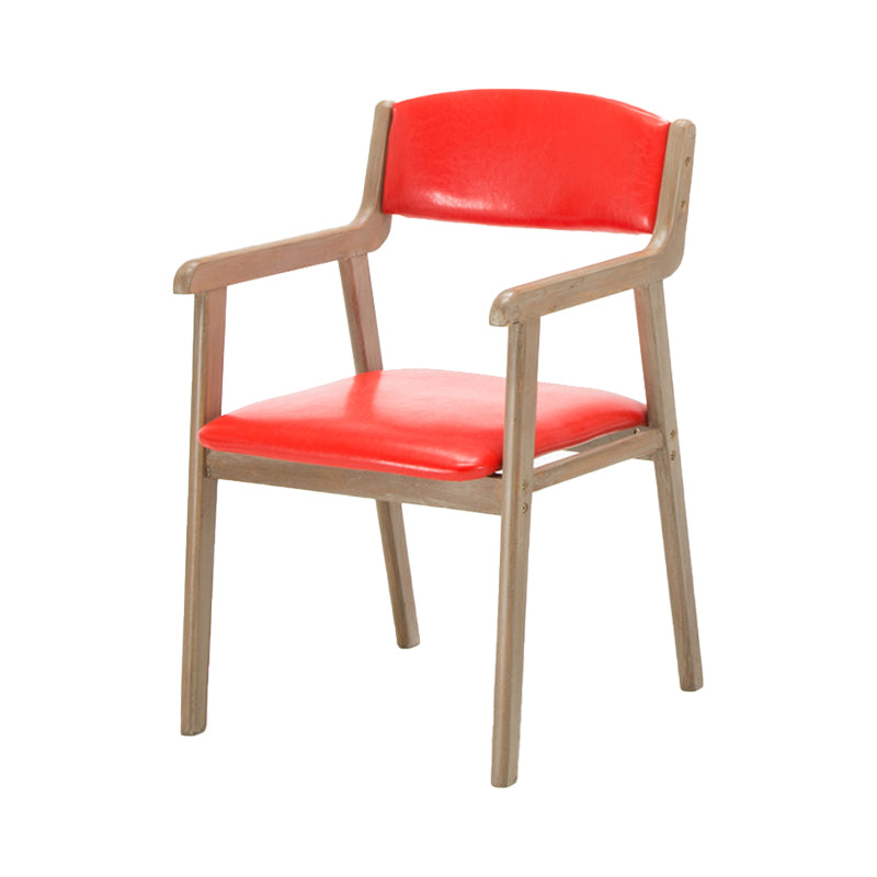 Contemporary Dining Chair 18'' Wide Open Arm Chair with 4 Wood Legs for Home Use Red Faux Leather 1 Piece Clearhalo ' kitchen&dining_furn' 'Dining Chairs' 'Dining Tables & Seating' 'dining_chair' 'furn' 'furn_dining_chair' 'Furniture' 'furniture_dining_chair' 'Kitchen & Dining Furniture' 'kitchen' 3484411