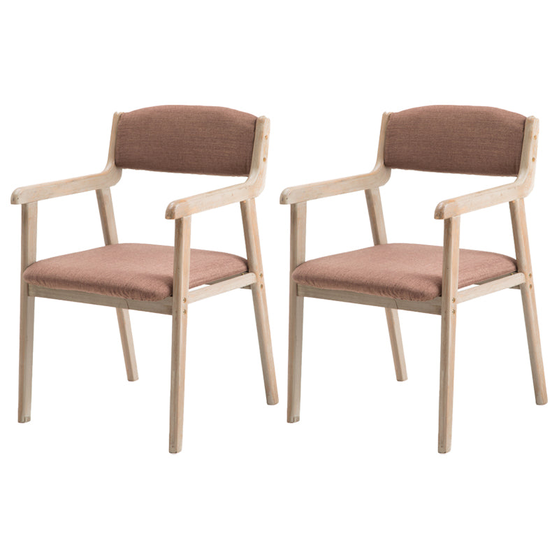 Contemporary Dining Chair 18'' Wide Open Arm Chair with 4 Wood Legs for Home Use Brown Linen 2 Piece Set Clearhalo ' kitchen&dining_furn' 'Dining Chairs' 'Dining Tables & Seating' 'dining_chair' 'furn' 'furn_dining_chair' 'Furniture' 'furniture_dining_chair' 'Kitchen & Dining Furniture' 'kitchen' 3484418
