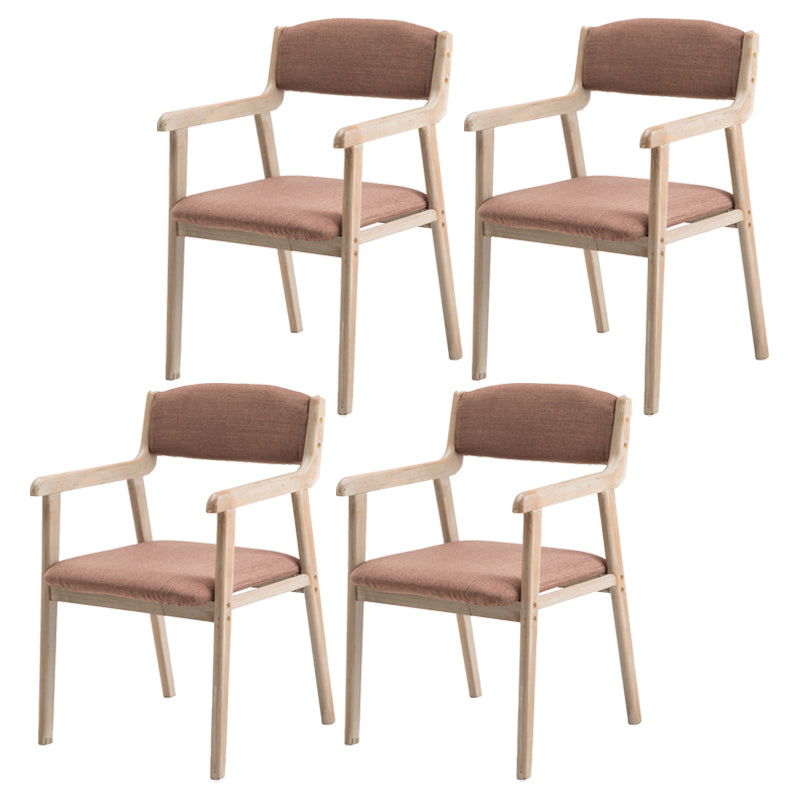 Contemporary Dining Chair 18'' Wide Open Arm Chair with 4 Wood Legs for Home Use Brown Linen 4 Piece Set Clearhalo ' kitchen&dining_furn' 'Dining Chairs' 'Dining Tables & Seating' 'dining_chair' 'furn' 'furn_dining_chair' 'Furniture' 'furniture_dining_chair' 'Kitchen & Dining Furniture' 'kitchen' 3484421