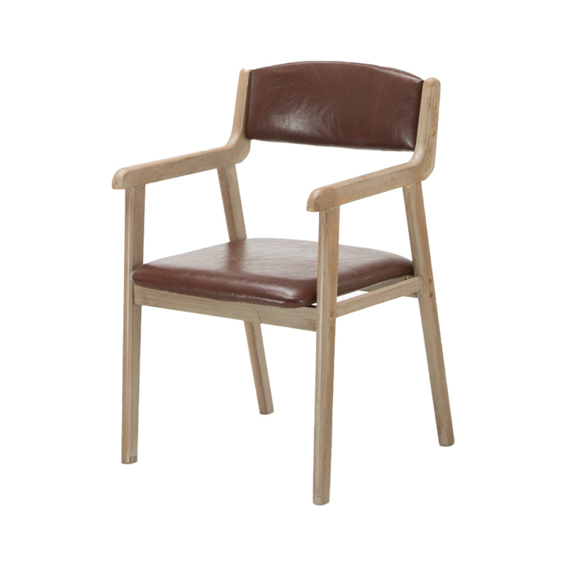 Contemporary Dining Chair 18'' Wide Open Arm Chair with 4 Wood Legs for Home Use Brown Faux Leather 1 Piece Clearhalo ' kitchen&dining_furn' 'Dining Chairs' 'Dining Tables & Seating' 'dining_chair' 'furn' 'furn_dining_chair' 'Furniture' 'furniture_dining_chair' 'Kitchen & Dining Furniture' 'kitchen' 3484422