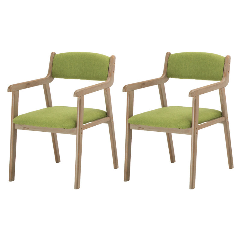 Contemporary Dining Chair 18'' Wide Open Arm Chair with 4 Wood Legs for Home Use Green Linen 2 Piece Set Clearhalo ' kitchen&dining_furn' 'Dining Chairs' 'Dining Tables & Seating' 'dining_chair' 'furn' 'furn_dining_chair' 'Furniture' 'furniture_dining_chair' 'Kitchen & Dining Furniture' 'kitchen' 3484429