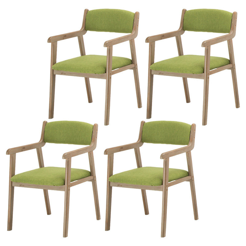 Contemporary Dining Chair 18'' Wide Open Arm Chair with 4 Wood Legs for Home Use Green Linen 4 Piece Set Clearhalo ' kitchen&dining_furn' 'Dining Chairs' 'Dining Tables & Seating' 'dining_chair' 'furn' 'furn_dining_chair' 'Furniture' 'furniture_dining_chair' 'Kitchen & Dining Furniture' 'kitchen' 3484430