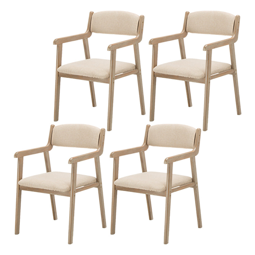 Contemporary Dining Chair 18'' Wide Open Arm Chair with 4 Wood Legs for Home Use Khaki Linen 4 Piece Set Clearhalo ' kitchen&dining_furn' 'Dining Chairs' 'Dining Tables & Seating' 'dining_chair' 'furn' 'furn_dining_chair' 'Furniture' 'furniture_dining_chair' 'Kitchen & Dining Furniture' 'kitchen' 3484433