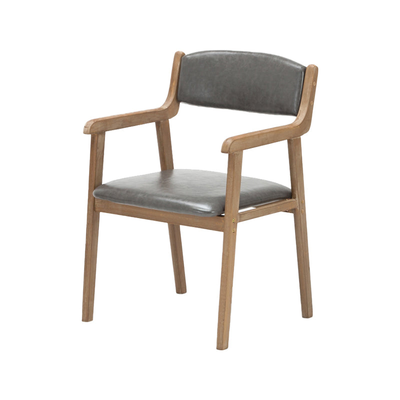 Contemporary Dining Chair 18'' Wide Open Arm Chair with 4 Wood Legs for Home Use Smoke Gray Faux Leather 1 Piece Clearhalo ' kitchen&dining_furn' 'Dining Chairs' 'Dining Tables & Seating' 'dining_chair' 'furn' 'furn_dining_chair' 'Furniture' 'furniture_dining_chair' 'Kitchen & Dining Furniture' 'kitchen' 3484434
