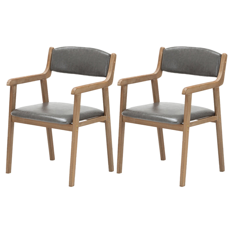 Contemporary Dining Chair 18'' Wide Open Arm Chair with 4 Wood Legs for Home Use Smoke Gray Faux Leather 2 Piece Set Clearhalo ' kitchen&dining_furn' 'Dining Chairs' 'Dining Tables & Seating' 'dining_chair' 'furn' 'furn_dining_chair' 'Furniture' 'furniture_dining_chair' 'Kitchen & Dining Furniture' 'kitchen' 3484435