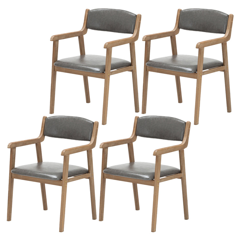 Contemporary Dining Chair 18'' Wide Open Arm Chair with 4 Wood Legs for Home Use Smoke Gray Faux Leather 4 Piece Set Clearhalo ' kitchen&dining_furn' 'Dining Chairs' 'Dining Tables & Seating' 'dining_chair' 'furn' 'furn_dining_chair' 'Furniture' 'furniture_dining_chair' 'Kitchen & Dining Furniture' 'kitchen' 3484436