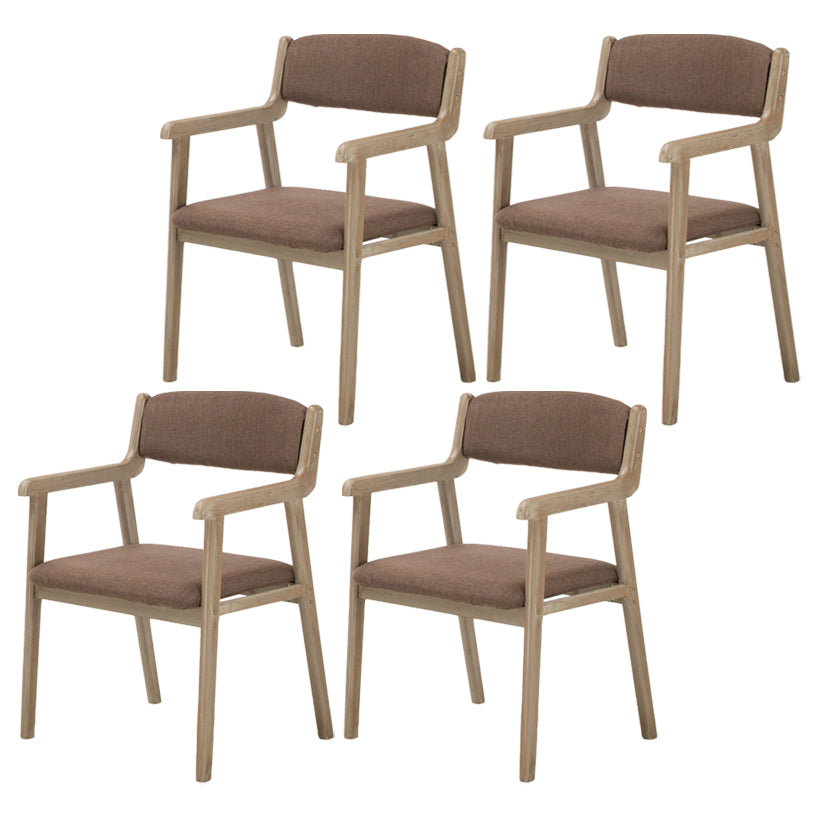 Contemporary Dining Chair 18'' Wide Open Arm Chair with 4 Wood Legs for Home Use Coffee Linen 4 Piece Set Clearhalo ' kitchen&dining_furn' 'Dining Chairs' 'Dining Tables & Seating' 'dining_chair' 'furn' 'furn_dining_chair' 'Furniture' 'furniture_dining_chair' 'Kitchen & Dining Furniture' 'kitchen' 3484439