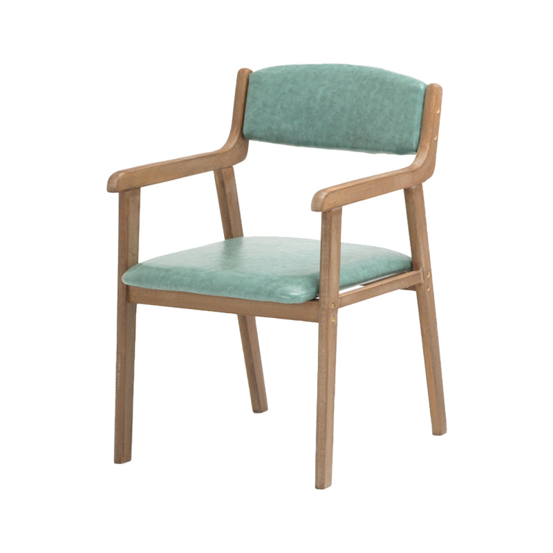 Contemporary Dining Chair 18'' Wide Open Arm Chair with 4 Wood Legs for Home Use Lake Blue Faux Leather 1 Piece Clearhalo ' kitchen&dining_furn' 'Dining Chairs' 'Dining Tables & Seating' 'dining_chair' 'furn' 'furn_dining_chair' 'Furniture' 'furniture_dining_chair' 'Kitchen & Dining Furniture' 'kitchen' 3484440