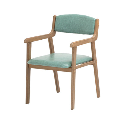 Contemporary Dining Chair 18'' Wide Open Arm Chair with 4 Wood Legs for Home Use Lake Blue Faux Leather 1 Piece Clearhalo ' kitchen&dining_furn' 'Dining Chairs' 'Dining Tables & Seating' 'dining_chair' 'furn' 'furn_dining_chair' 'Furniture' 'furniture_dining_chair' 'Kitchen & Dining Furniture' 'kitchen' 3484440