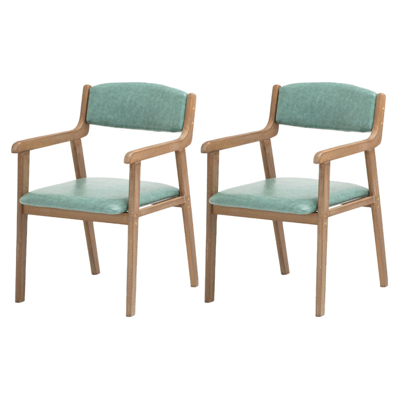Contemporary Dining Chair 18'' Wide Open Arm Chair with 4 Wood Legs for Home Use Lake Blue Faux Leather 2 Piece Set Clearhalo ' kitchen&dining_furn' 'Dining Chairs' 'Dining Tables & Seating' 'dining_chair' 'furn' 'furn_dining_chair' 'Furniture' 'furniture_dining_chair' 'Kitchen & Dining Furniture' 'kitchen' 3484441